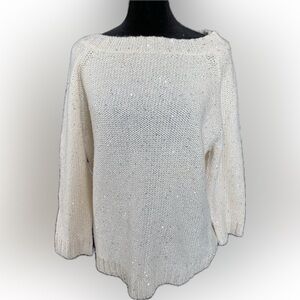 Talbots Wool Blend Sequin Boatneck Sweater - Size Large